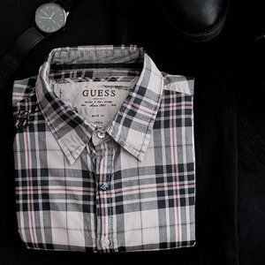 Guess Mens Plaid Button up Shirt Small Long Sleeve
